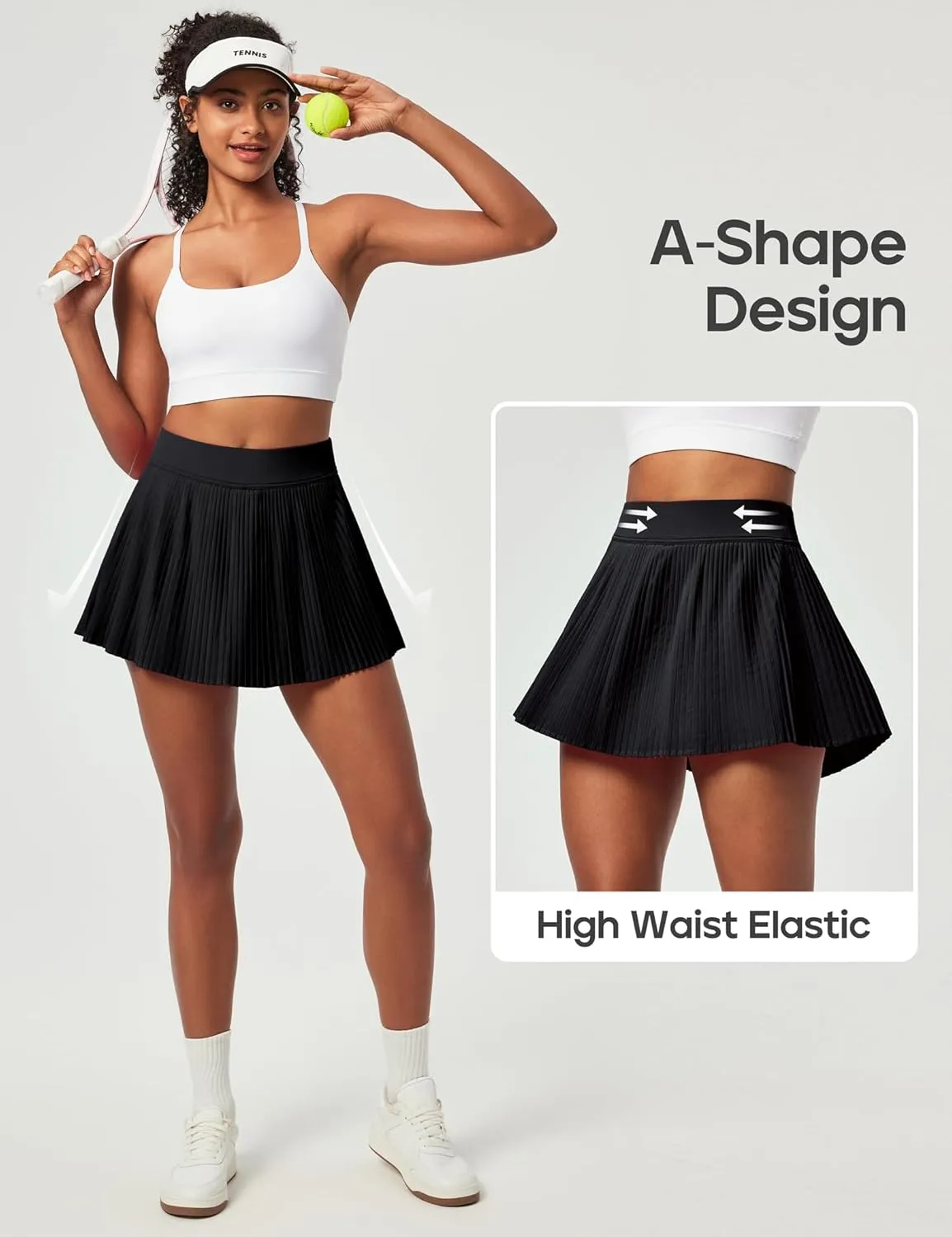 Heathyoga Pleated Tennis Skirts for Women High Waisted Athletic Skorts for Woman with Pockets Tummy Control Golf Skirts