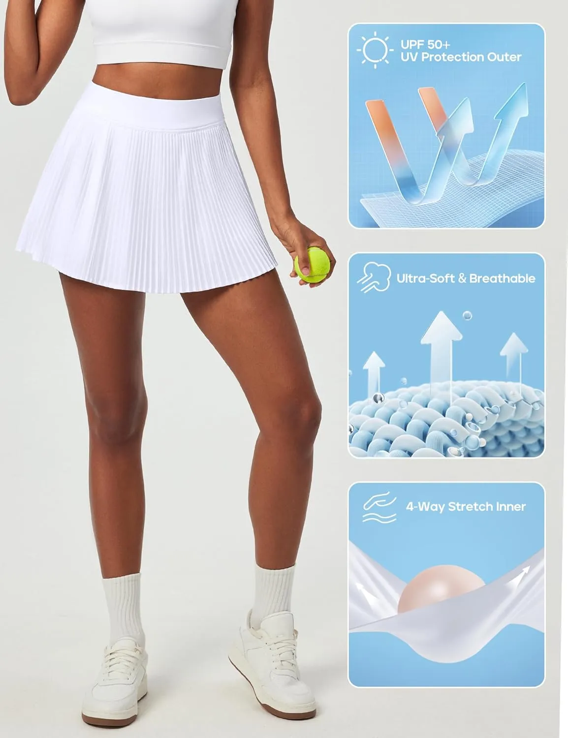 Heathyoga Pleated Tennis Skirts for Women High Waisted Athletic Skorts for Woman with Pockets Tummy Control Golf Skirts