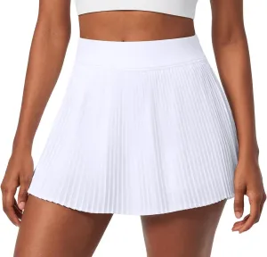 Heathyoga Pleated Tennis Skirts for Women High Waisted Athletic Skorts for Woman with Pockets Tummy Control Golf Skirts