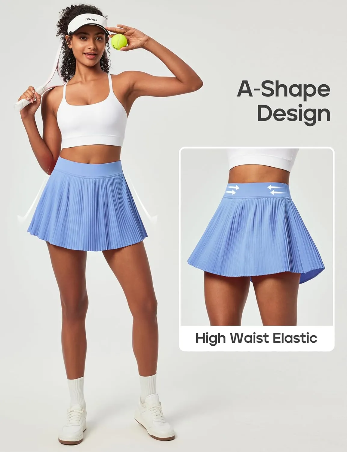 Heathyoga Pleated Tennis Skirts for Women High Waisted Athletic Skorts for Woman with Pockets Tummy Control Golf Skirts