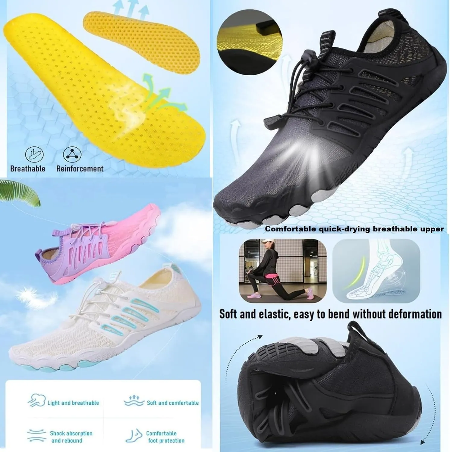 Hike Barefoot Shoes Women,2025 New Hiking Barefoot Shoes for Women Men , Breathable & Non-Slip Athletic Footwear, comfortable breathable zero-drop trail running shoes, Water Shoes Women Men quick-drying non-slip wide-toe box water shoes