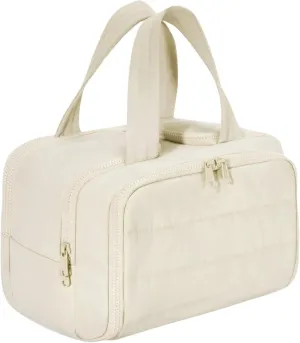 Humidity Travel Cosmetic Bag, Humidity Large Capacity Wide Open Travel Cosmetic Bag, 0.6lb Lightweight, for Womentraveling, EssentialsToiletries (Beige)
