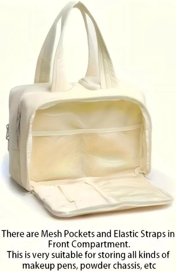 Humidity Travel Cosmetic BagHumidityt Large Capacity Wide-Open Travel Cosmetic Bag0.6lb Ultra Lightweight Toiletries Bag with Handle for Accessories, Essentials (beige)