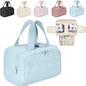 Humidity Travel Cosmetic BagHumidityt Large Capacity Wide-Open Travel Cosmetic Bag0.6lb Ultra Lightweight Toiletries Bag with Handle for Accessories, Essentials (blue)