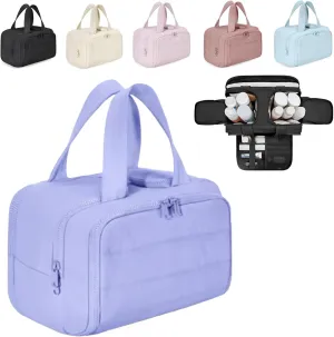 Humidity Travel Cosmetic BagHumidityt Large Capacity Wide-Open Travel Cosmetic Bag0.6lb Ultra Lightweight Toiletries Bag with Handle for Accessories, Essentials (dark purple)