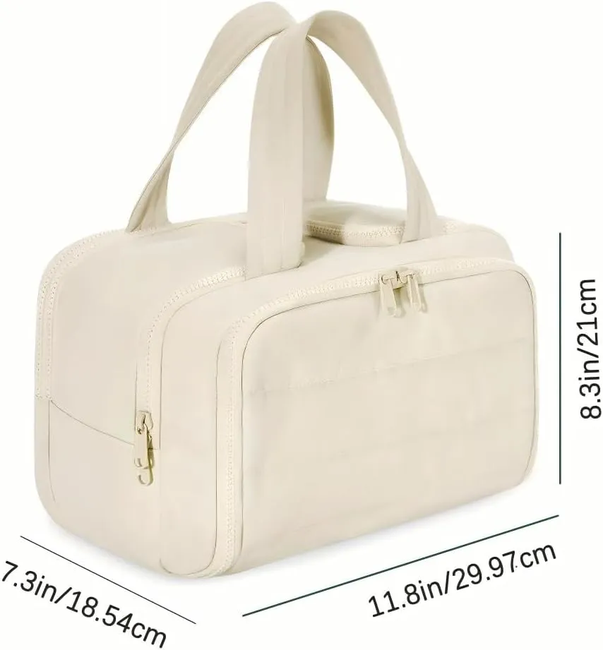 Humidity Travel Cosmetic BagHumidityt Large Capacity Wide-Open Travel Cosmetic Bag0.6lb Ultra Lightweight Toiletries Bag with Handle for Accessories, Essentials (Light Pink)