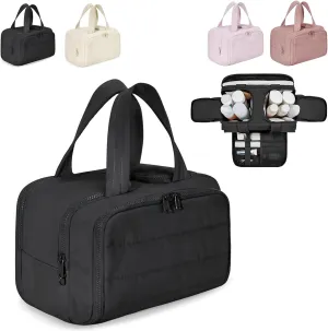 Humidityt Large Capacity Wide-Open Travel Cosmetic BagLightweight Toiletry Organizer for TravelingCureaway Travel0.6lb Lightweight, For Womentraveling, Essentials Toiletries (black)