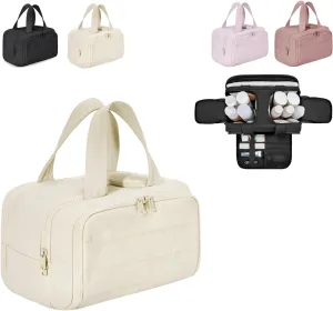 Humidityt Large Capacity Wide-Open Travel Cosmetic BagLightweight Toiletry Organizer for TravelingCureaway Travel0.6lb Lightweight, For Womentraveling, Essentials Toiletries (White)
