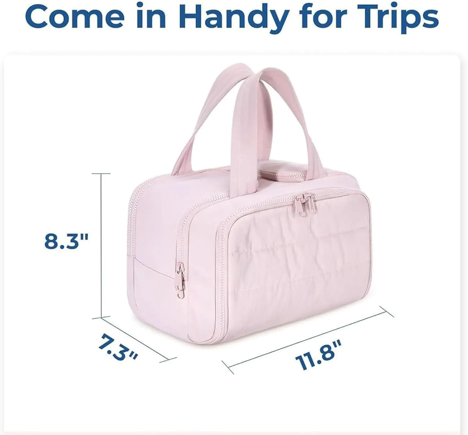 Humidityt Large Capacity Wide-Open Travel Cosmetic BagLightweight Toiletry Organizer for TravelingCureaway Travel0.6lb Lightweight, For Womentraveling, Essentials Toiletries (White)