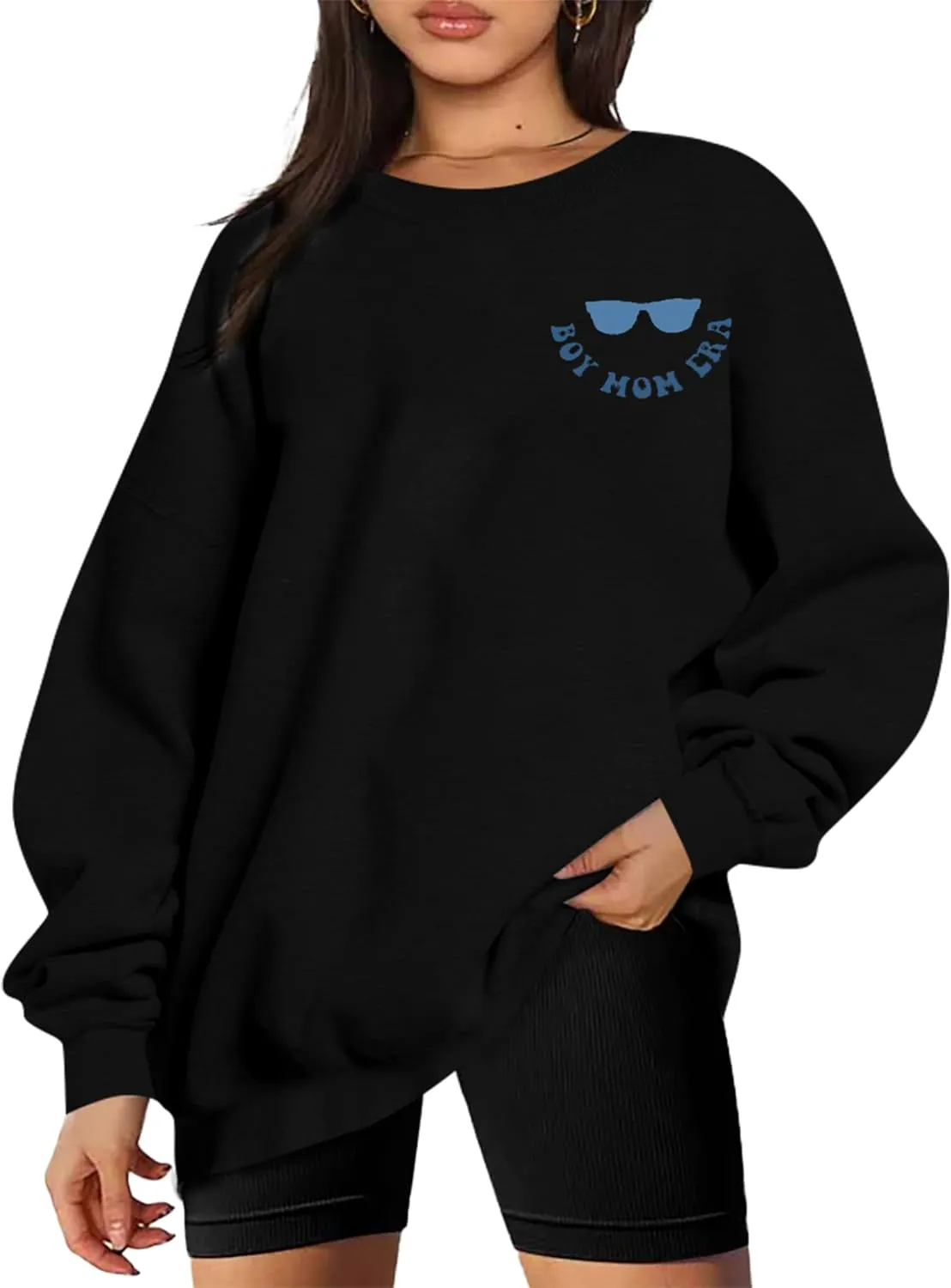 In My Boy Mom Era Sweatshirt Women Funny Mama Crewneck Pullover Mama Life Long Sleeve Gift Tops