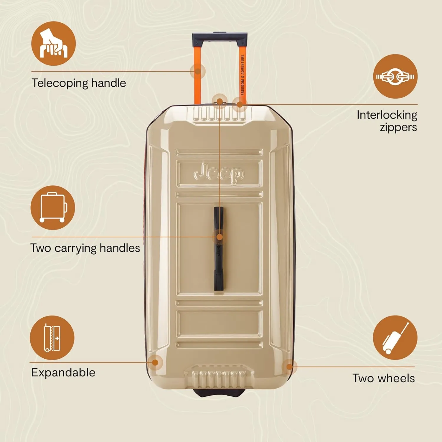 Jeep JH003B Hardside Expandable Luggage with Two Wheels