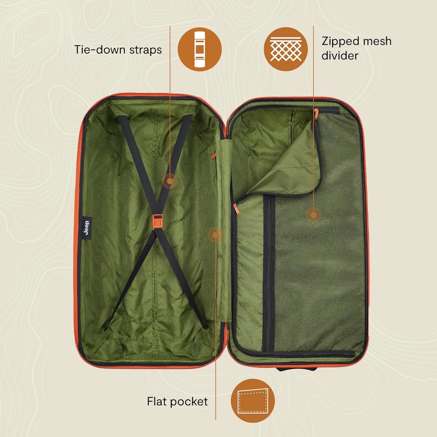 Jeep JH003B Hardside Expandable Luggage with Two Wheels