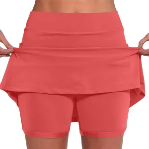JIEMUXIU Skorts for Woman Tummy Control Plus Size Skorts High Waist Athletic Sports Pants Skirt Casual Summer Tennis Skirts