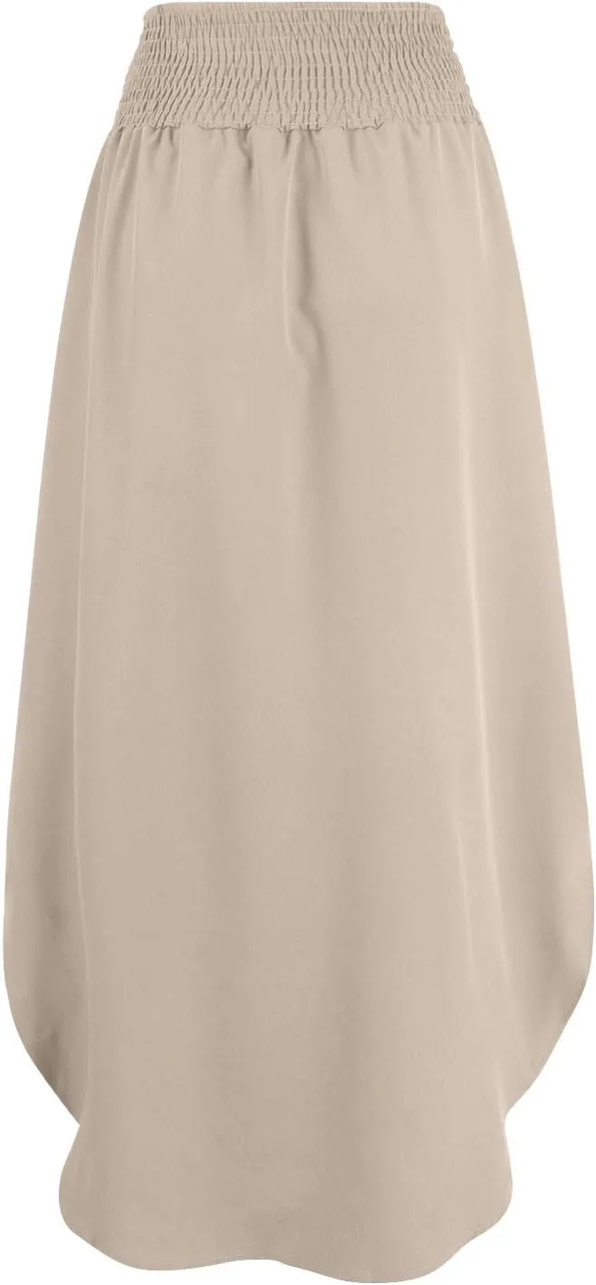 JJHAEVDY Skirts for Women Solid Irregular Hem Maxi Skirt Elastic High Waisted Skirts Loose Casual Fashion Skirts with Pockets