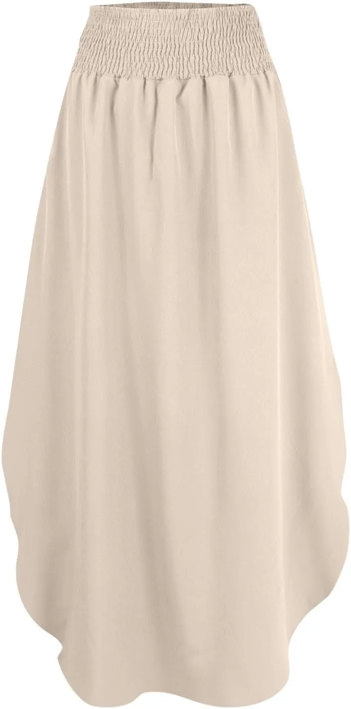 JJHAEVDY Skirts for Women Solid Irregular Hem Maxi Skirt Elastic High Waisted Skirts Loose Casual Fashion Skirts with Pockets