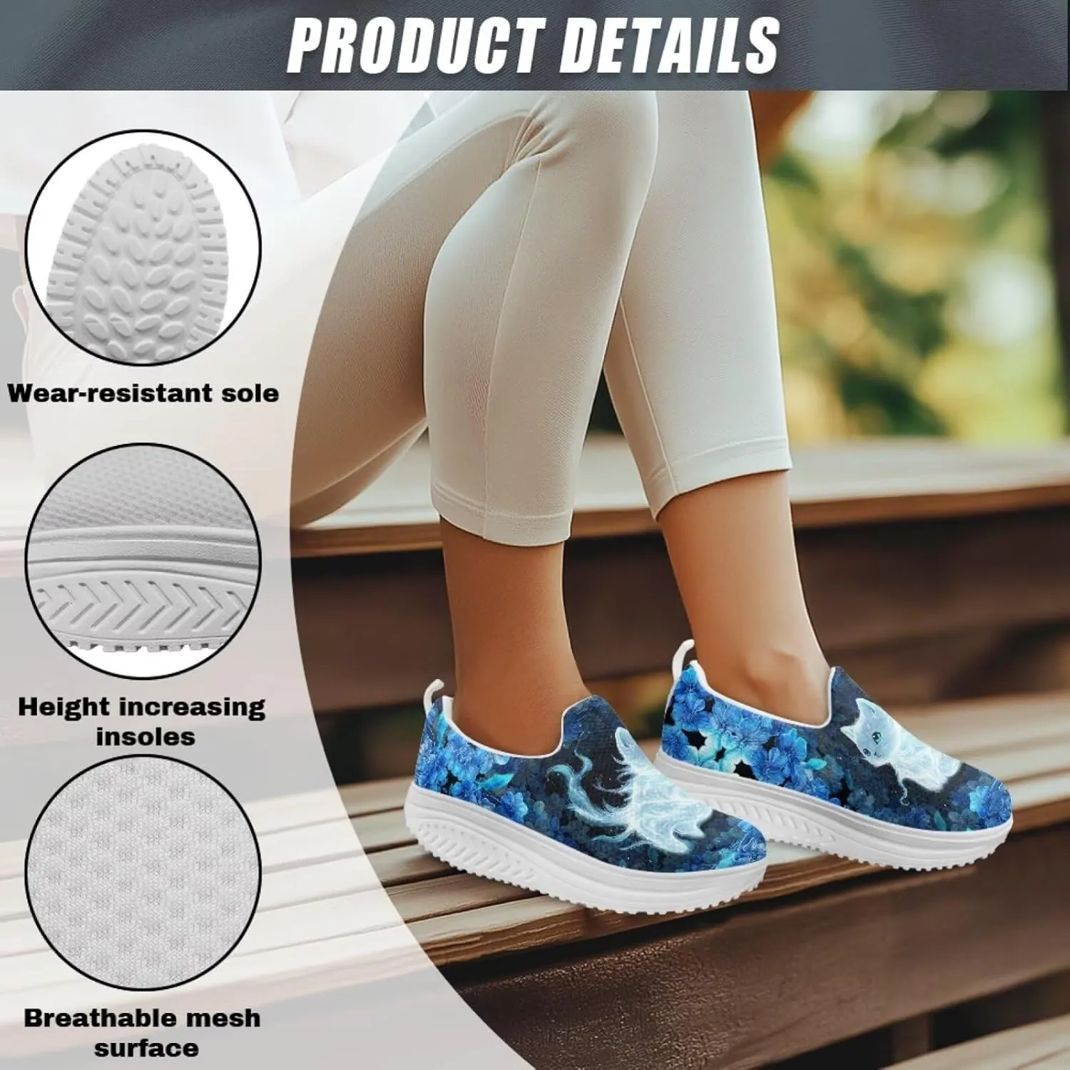 JoyLamoria Animal Design Womens Shoes Comfort Wedge Workout Platform Fashion Slip Resistant Orthotic Casual Tennis Work Daily Wear