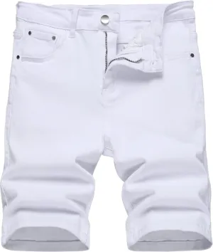 JUNBAOSS Men's Slim Fit Stretch Denim Shorts Ripped Skinny Jean Shorts for Men,Fashion Straight Comfort Flex Waist Short