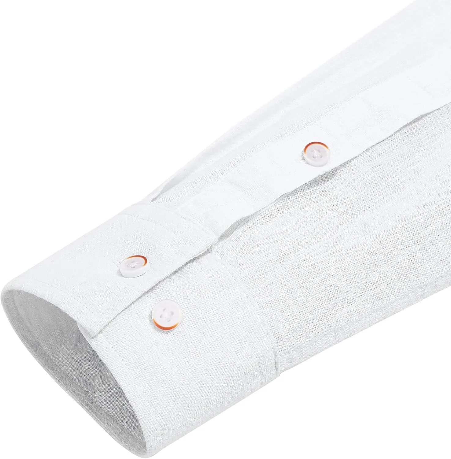 J.VER Men's Cotton Linen Long Sleeve Shirts Casual Button Down Banded Collar Shirt Beach Summer Tops with Pocket