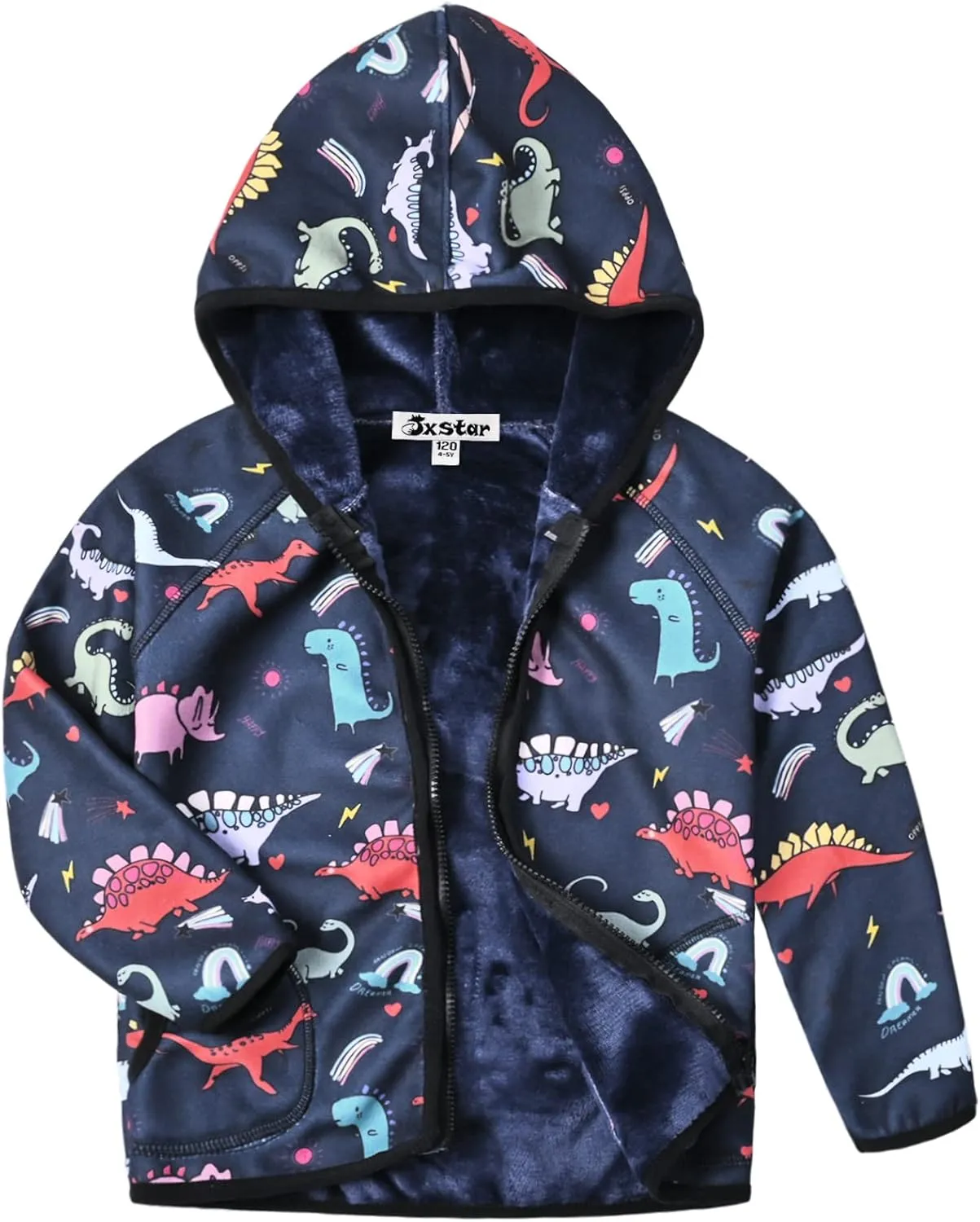 Jxstar Girls Zip-Up Hoodie Kids Fall Winter Warm Sweatshirt Polar Fleece Clothes with Pockets