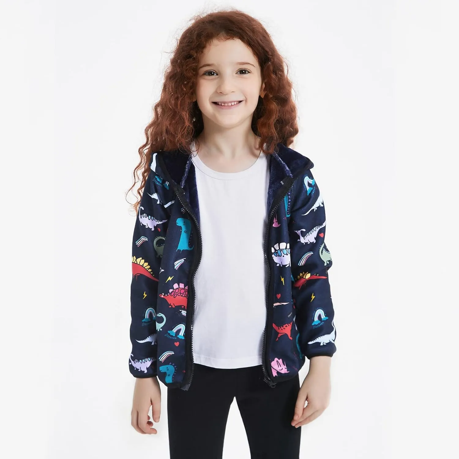Jxstar Girls Zip-Up Hoodie Kids Fall Winter Warm Sweatshirt Polar Fleece Clothes with Pockets