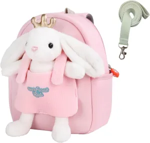 Kids Backpack Bunny Pink with Leash,Toddler Backpack Stuffed Animals Toddler Toys,2 3 4 5 6 Year Old Girl Birthday Gift (Bunny Pink)