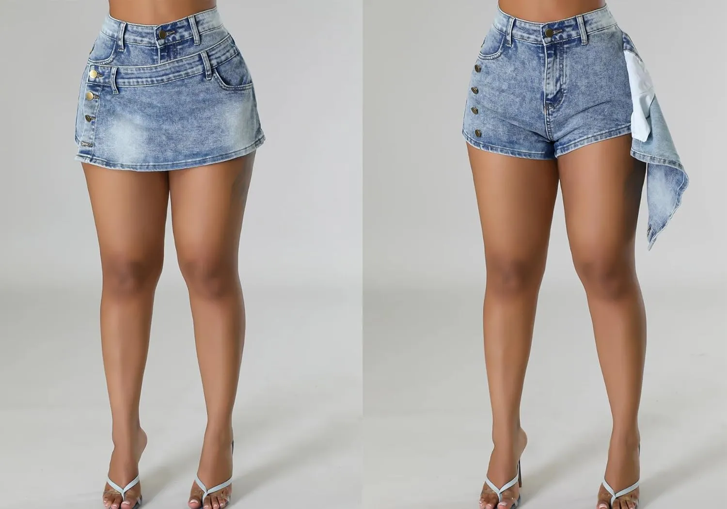LAJIOJIO Denim Cargo Skirt for Women,Causal Y2K High Waisted Jean Short Mini Skorts with Pockets