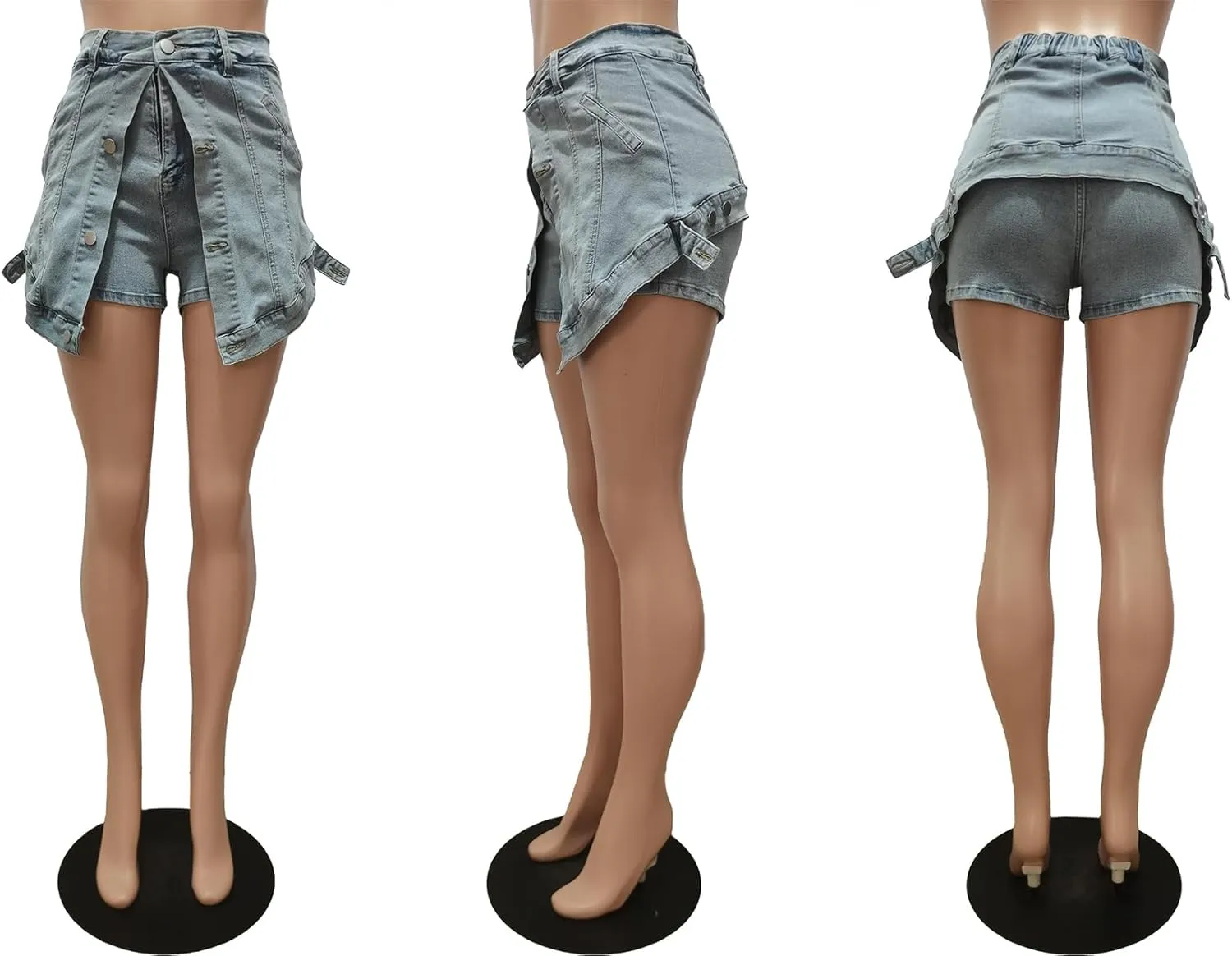 LAJIOJIO Denim Cargo Skorts for Women,Causal Stretchy Y2K High Waisted Jean Shorts with Pockets