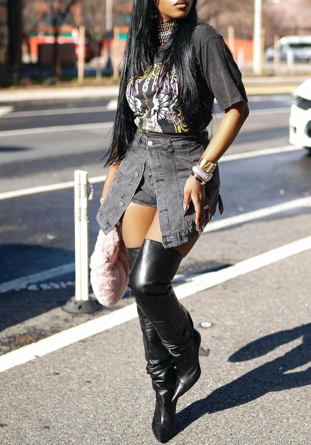 LAJIOJIO Denim Cargo Skorts for Women,Causal Stretchy Y2K High Waisted Jean Shorts with Pockets
