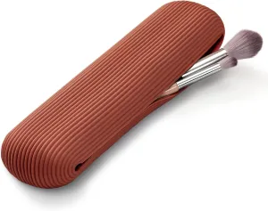 LANDNEOO Travel Makeup Brush Holder, Magnetic Anti-fall Out Silicon Organizer Bag Case, Large Portable Cosmetic Face Brushes Holder, Toiletry Organizer, Travel Accessories, Red