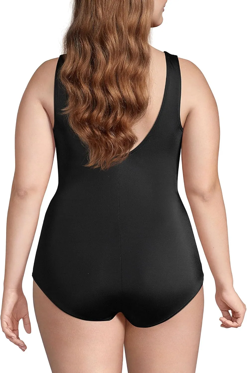 Lands' End Women's Tummy Control Chlorine Resistant Scoop Neck Soft Cup Tugless Sporty One Piece Swimsuit