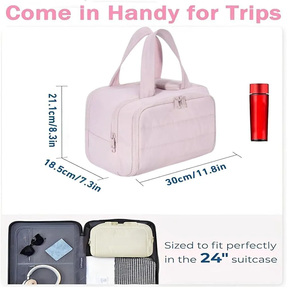 Large Capacity Wide-Open Travel Cosmetic Bag, Lightweight Toiletry Organizer for Traveling, Wide-Opening Proof Organizer for Women, for Traveling, Shower & Toiletries (black)