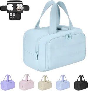 Large Capacity Wide-Open Travel Cosmetic Bag, Lightweight Toiletry Organizer for Traveling, Wide-Opening Proof Organizer for Women, for Traveling, Shower & Toiletries (Sky blue)