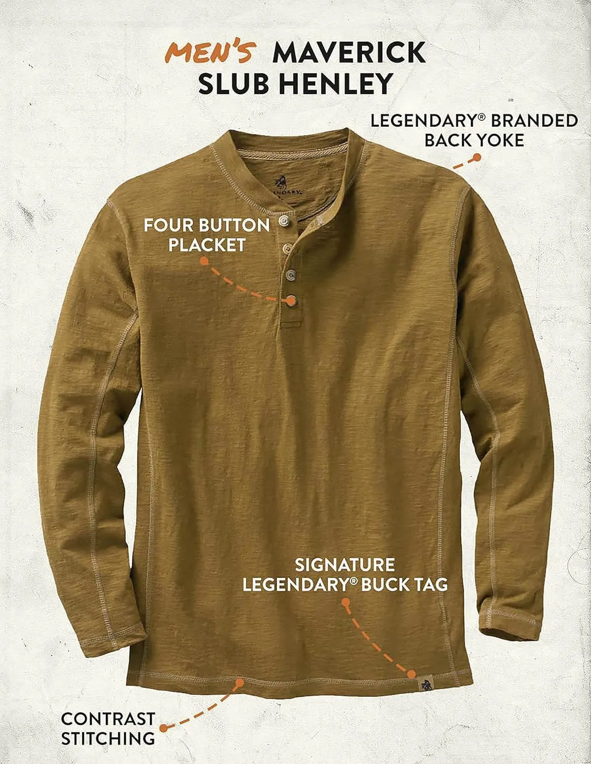 Legendary Whitetails Men's Maverick Slub Henley Shirt