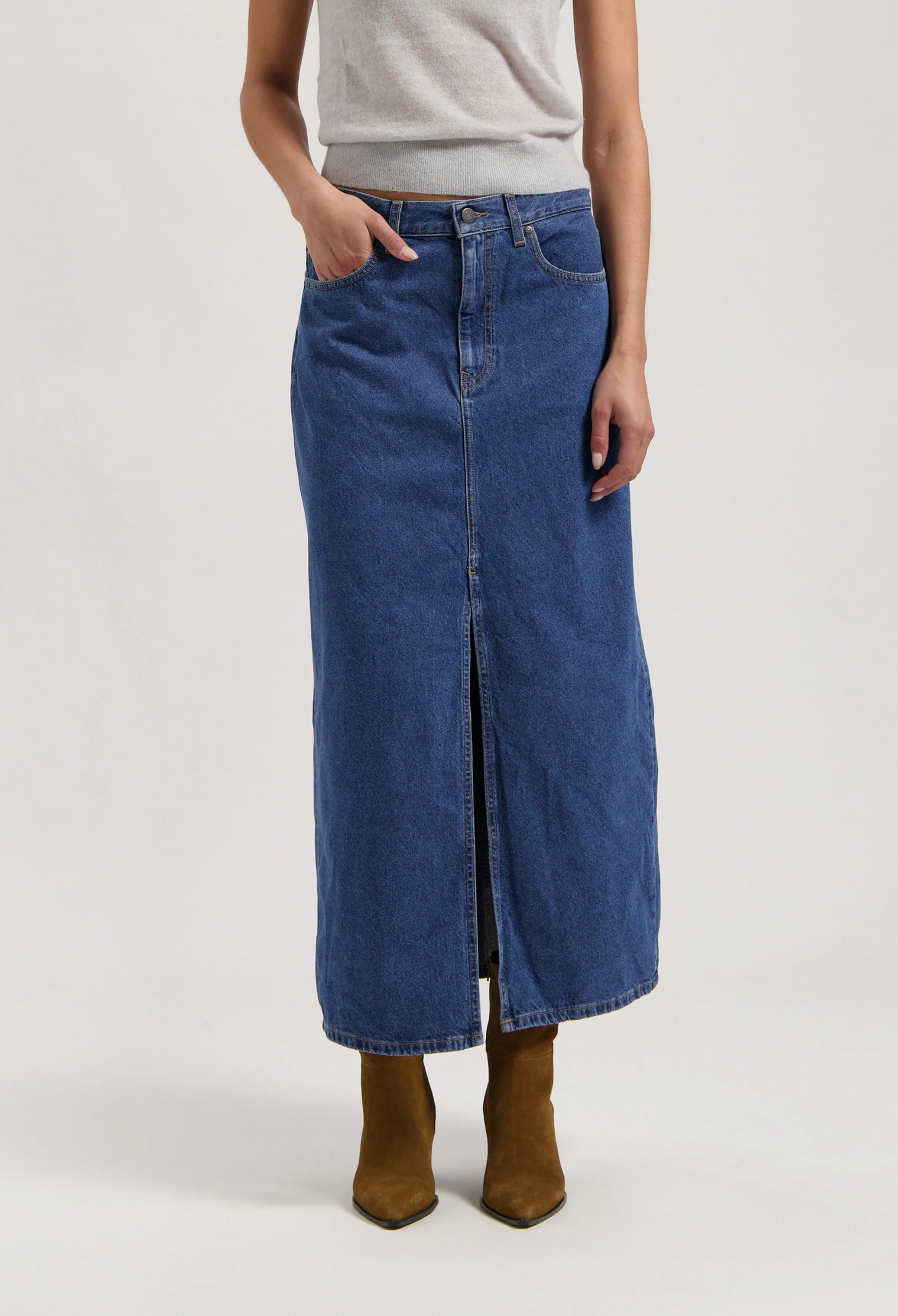 Lena Long Skirt - Medium Stone