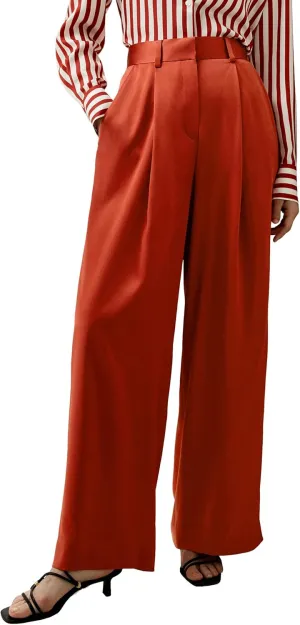 LilySilk 30 Momme 100% Mulberry Silk Pants for Women Staight High Waist Wide Leg Trousers for Business