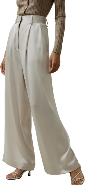 LilySilk 30 Momme 100% Mulberry Silk Pants for Women Staight High Waist Wide Leg Trousers for Business