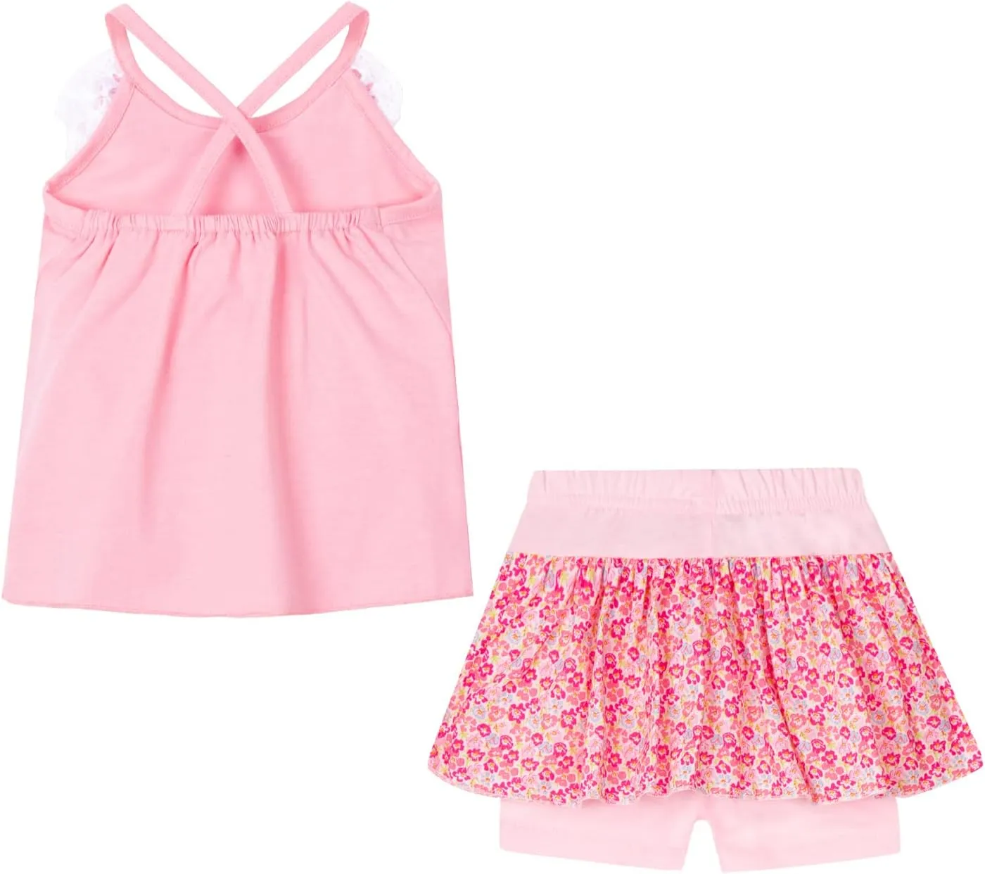 LittleSpring Girls Summer Outfits for Girl Floral Tank Tops and Shorts Casaul Set