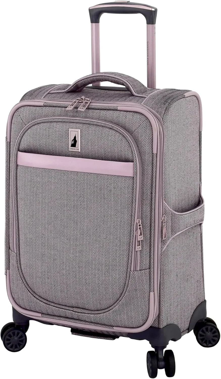 London Fog Kensington Lavender Black Herringbone 20" Expandable Spinner Carry, 20 Inch
