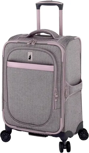 London Fog Kensington Lavender Black Herringbone 20" Expandable Spinner Carry, 20 Inch