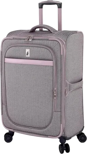 London Fog Kensington Lavender Black Herringbone 24" Expandable Spinner, 24 Inch