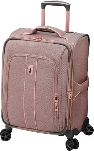 LONDON FOG Newcastle Softside Expandable Spinner Luggage, Rose Charcoal Herringbone, Carry-On 20-Inch