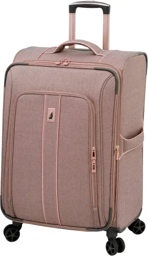 LONDON FOG Newcastle Softside Expandable Spinner Luggage, Rose Charcoal Herringbone, Checked-Medium 24-Inch