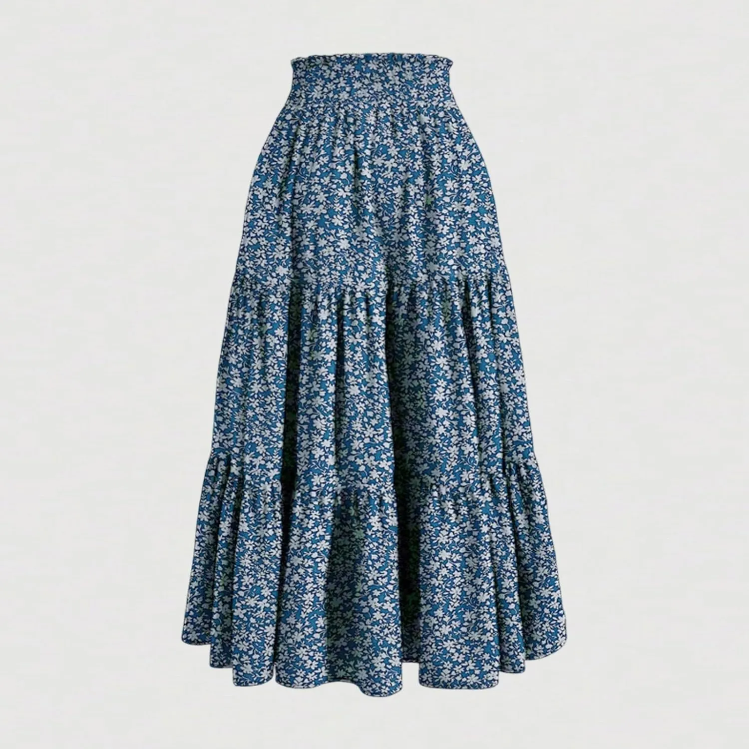 Long Skirts for Women Floral Drawstring Boho Tiered Maxi Skirt Beach A Line Midi Skirt Summer Bohemian Skirts