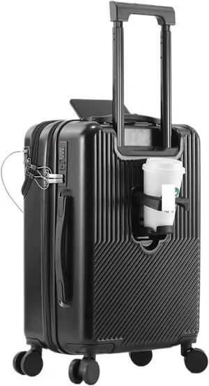 Luggage 2024 New Durable Large Capacity Luggage Sets Suitcase Front Open USB Charging Men Carry-On Travel Suitcase(D,24)