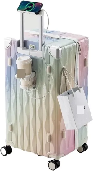 Luggage 24" 26" 28Inch Suitcase Travel Bag Large Capacity Trolley Case PC Multi-function Password Box USB Charging Luggage Suitcase(A,26Inches 650mm)