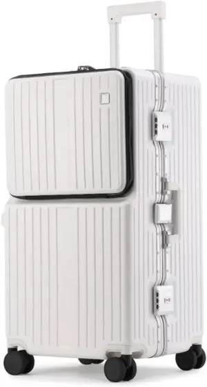 Luggage 26" 28" 30Inch Large Capacity Suitcase Front Opening Multifunction Trolley Case USB Charging Password Box ABS   PC Luggage Suitcase(B,30Inches 750mm)