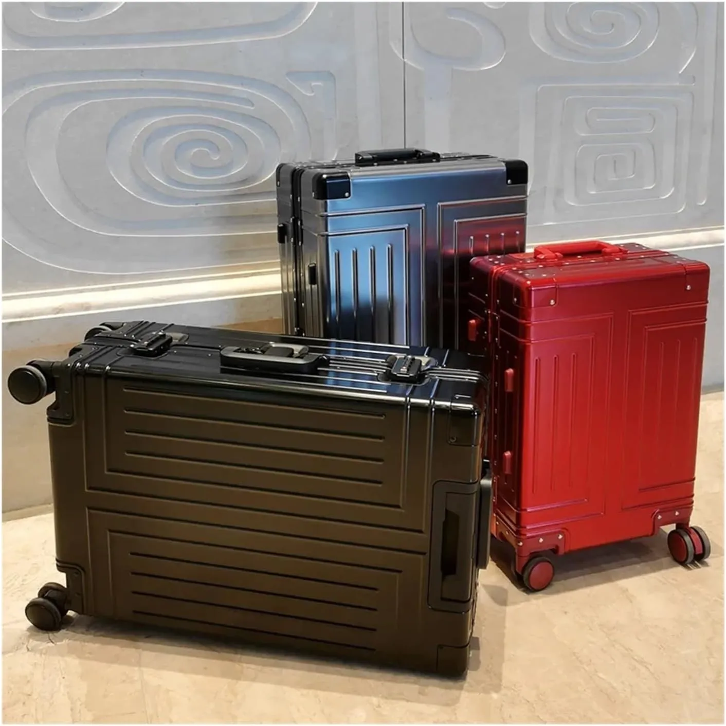 Luggage All-Aluminum Magnesium Alloy Luggage Trolley Case Frame Metal luxury Travel Suitcases Password Universal Wheel Boarding Bag Suitcase(1,20 inch)