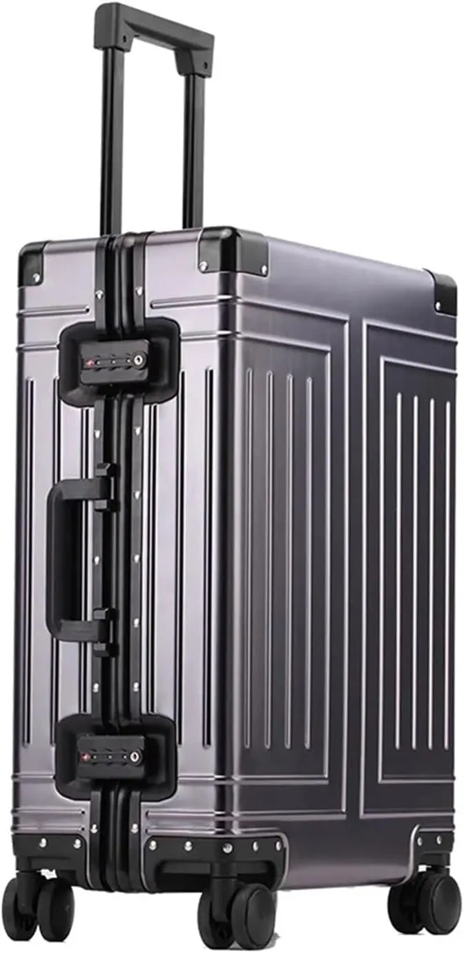 Luggage All-Aluminum Magnesium Alloy Luggage Trolley Case Frame Metal luxury Travel Suitcases Password Universal Wheel Boarding Bag Suitcase(3,20 inch)