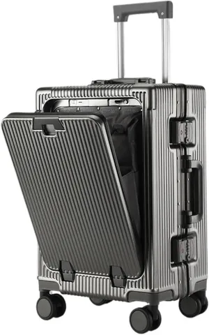 Luggage New Opening Multifunction Suitcase Aluminium Frame Luggage Large Capacity Universal Wheel 20 inch Password Carry Trolley Case Suitcase(E,20 inch)