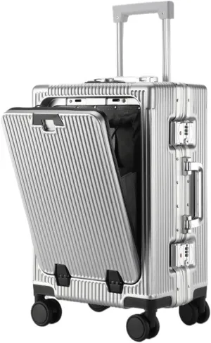 Luggage New Opening Multifunction Suitcase Aluminium Frame Luggage Large Capacity Universal Wheel 20 inch Password Carry Trolley Case Suitcase(F,20 inch)